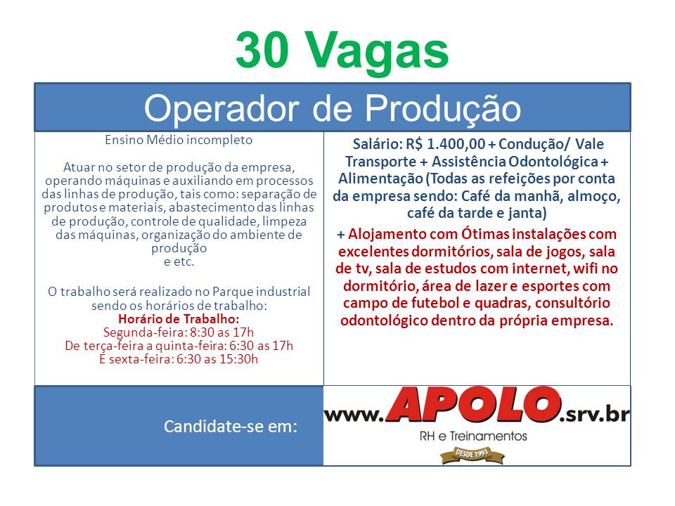 Vagas livres - Abril de 2021